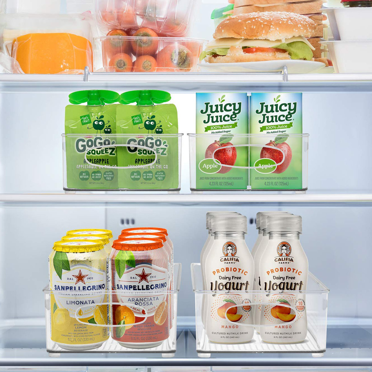 Hosler 6 Pack Medium Stackable Clear Storage and Organizer Bins with Handles (Set of 6)